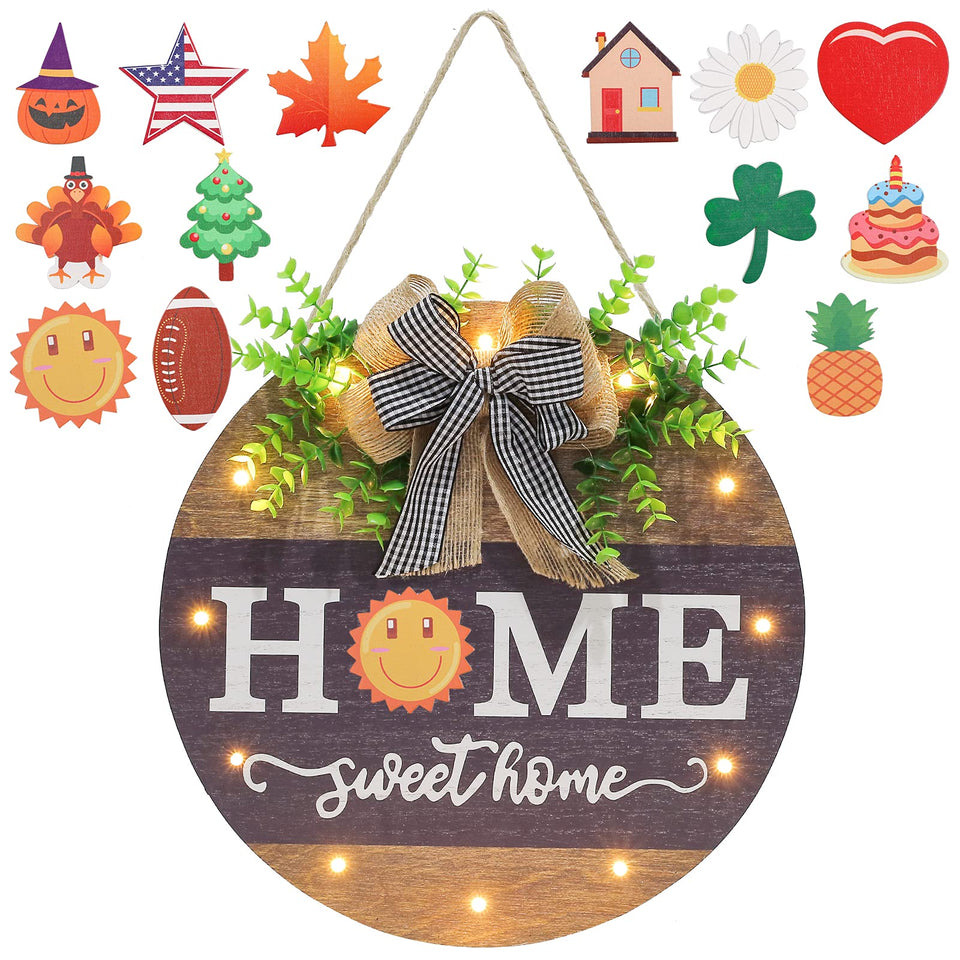 HOMCDALY interchangeable welcome sign with 14 icons enhances seasonal curb appeal