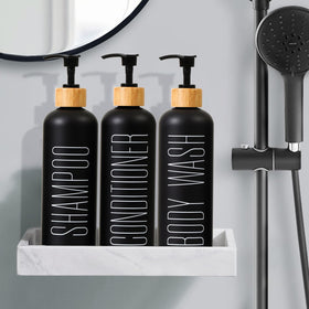 HOMCDALY body wash dispenser bottle in black with convenient pump.