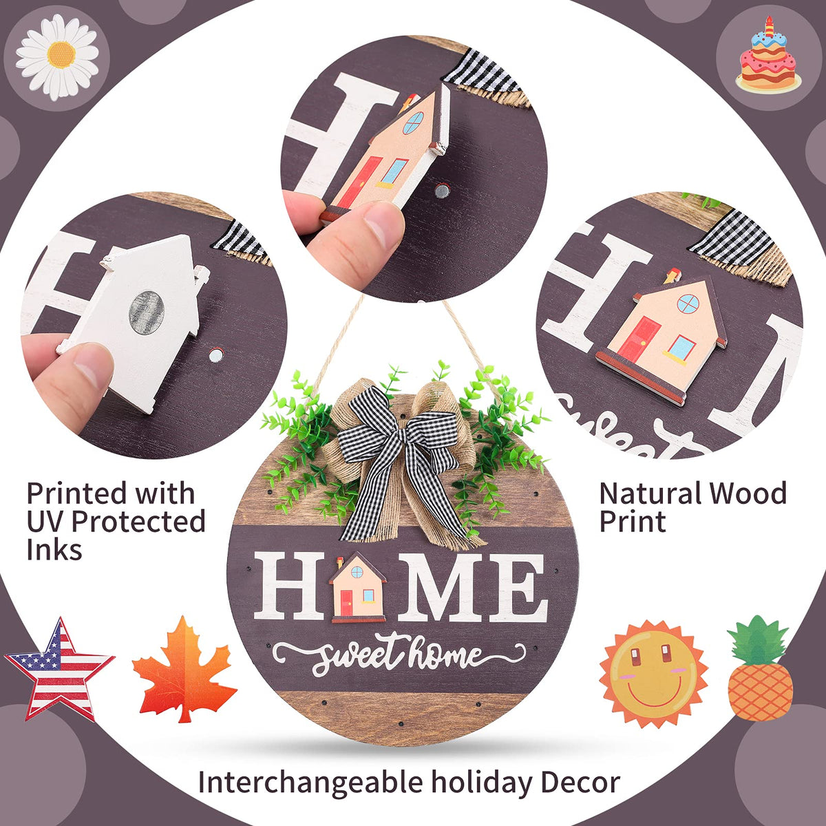 HOMCDALY rustic wood front door decor adds durable farmhouse charm