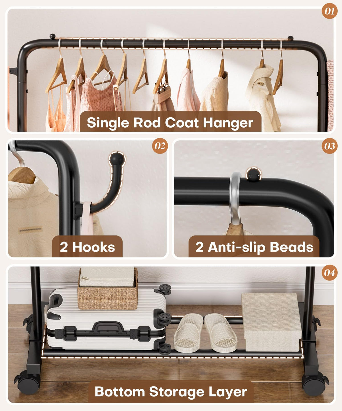 Homde rack base shelf ready to hold shoes, bags, or travel gear