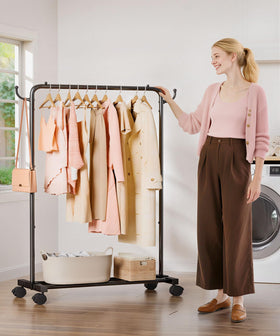 Homde rack with hooks on the side for versatile hanging options for coats and accessories