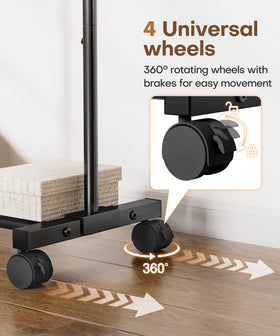 Homde rolling rack with wheels enabling easy mobility between rooms