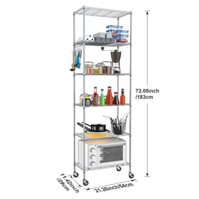 Homdox 6-tier shelf side view demonstrates adjustable shelves for space.