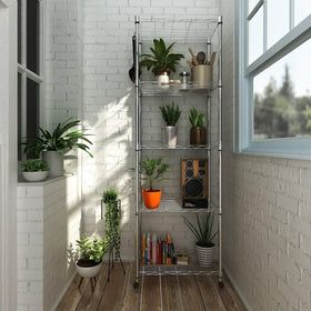 Homdox shelving with locking wheels for easy repositioning in any room