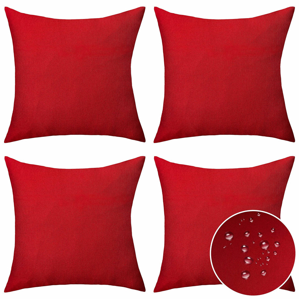 Home Brilliant red outdoor pillow covers 20x20 inches in a 4-pack for patios and living rooms