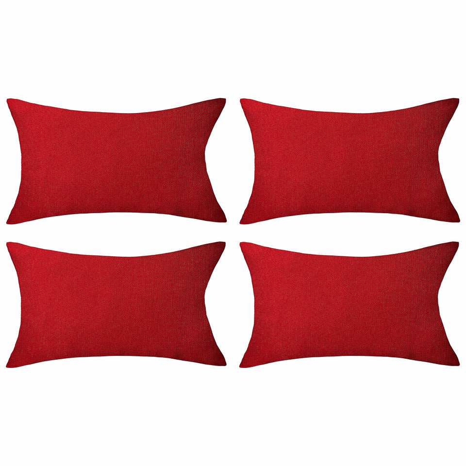 Home Brilliant red outdoor pillow cover with waterproof coating for patio use.