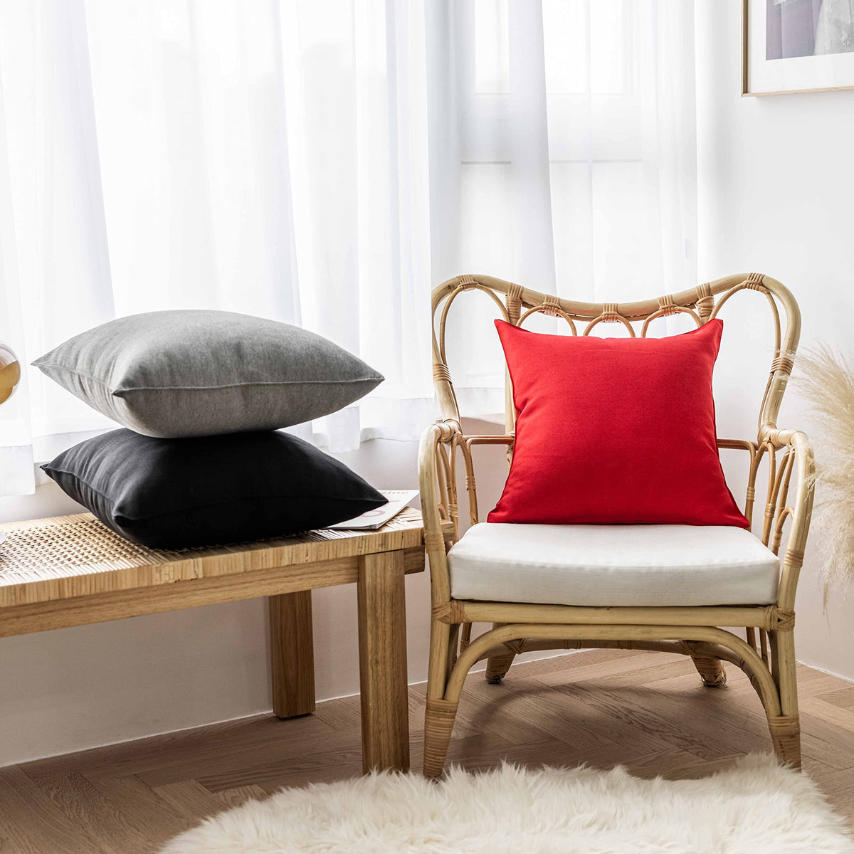 Home Brilliant red pillow covers to enhance couches, chairs and tents