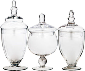 Home Essentials & Beyond apothecary jars set for candy display and decor.