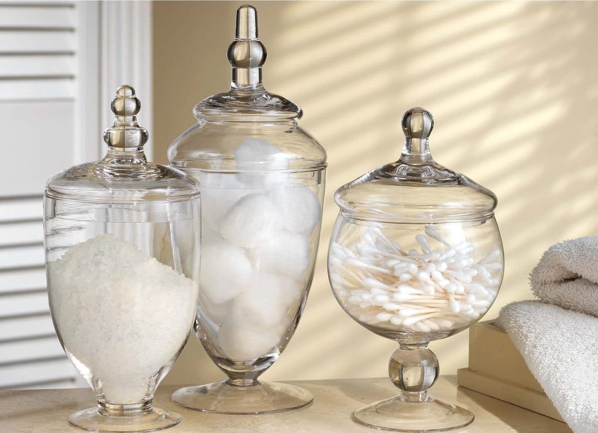 Home Essentials & Beyond apothecary jars perfect for candy buffets and party decor.