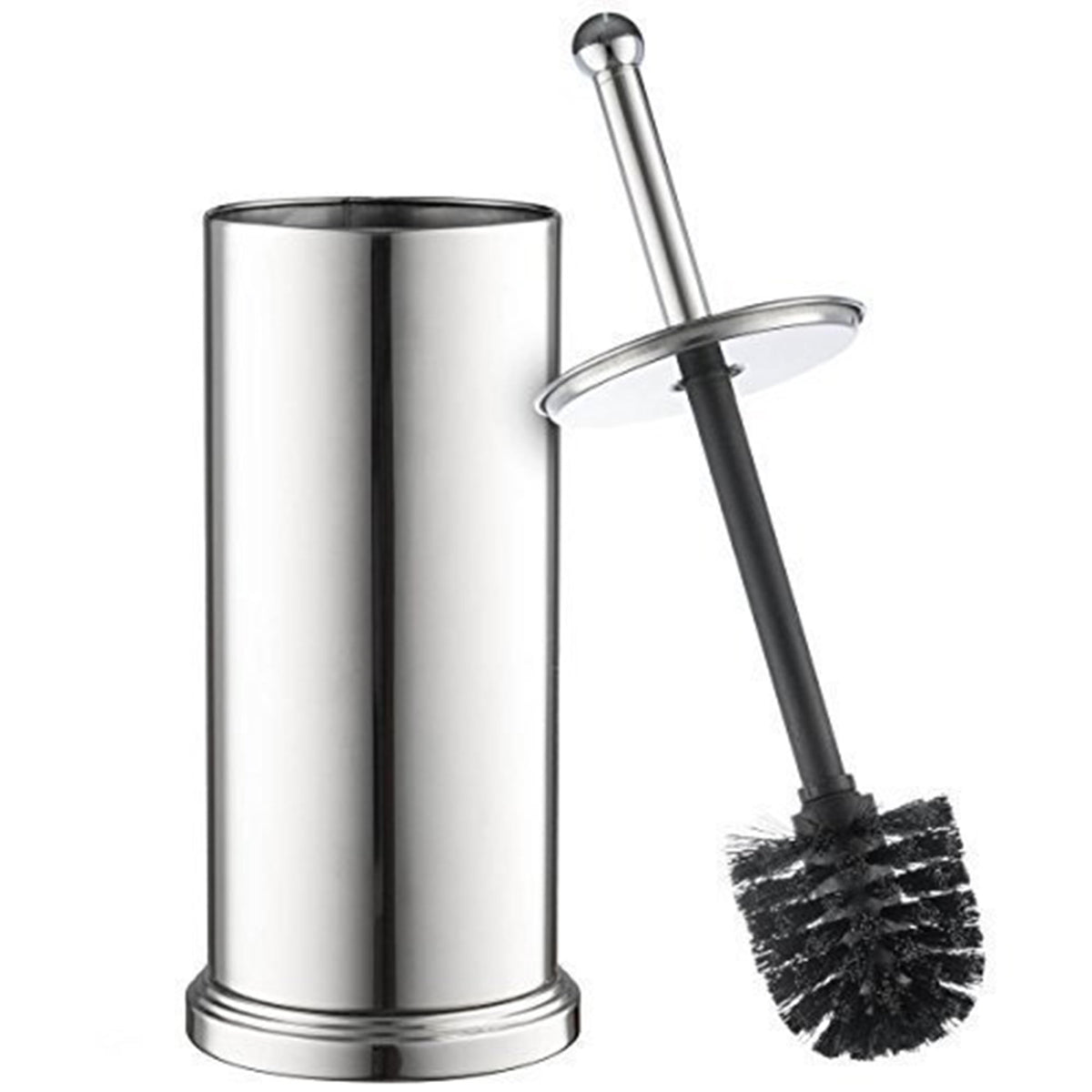 Home-it chrome toilet brush set with holder, sleek storage solution.