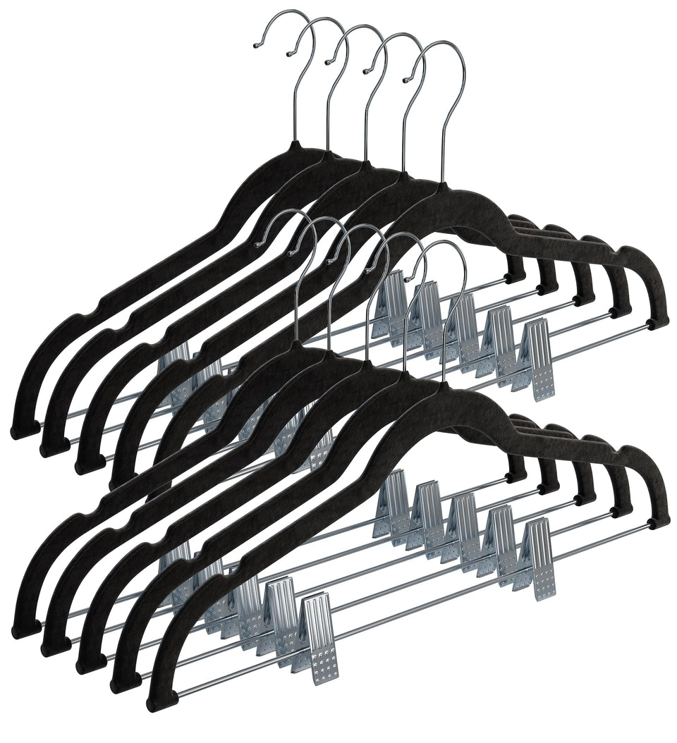 HOME IT pants hangers with clips ultra-thin velvet prevent slipping and save space
