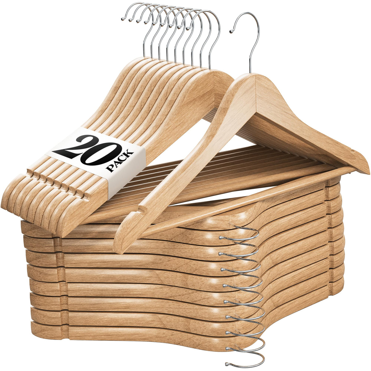 HOME IT Premium Wooden Hangers with solid wood build for heavy coats.