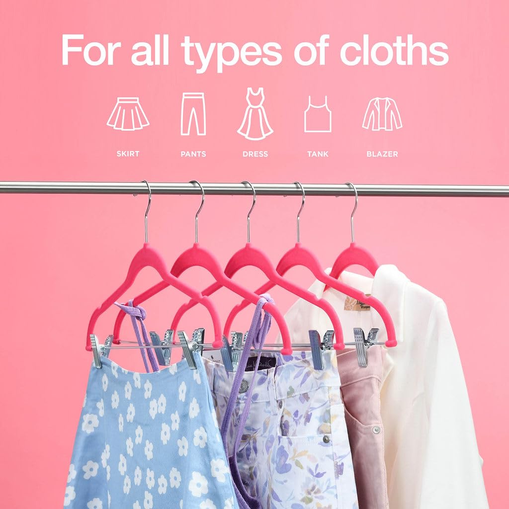 HOME IT skirt hangers pink clip keeps delicate fabrics neatly hung.