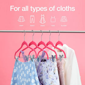 HOME IT skirt hangers pink clip keeps delicate fabrics neatly hung.