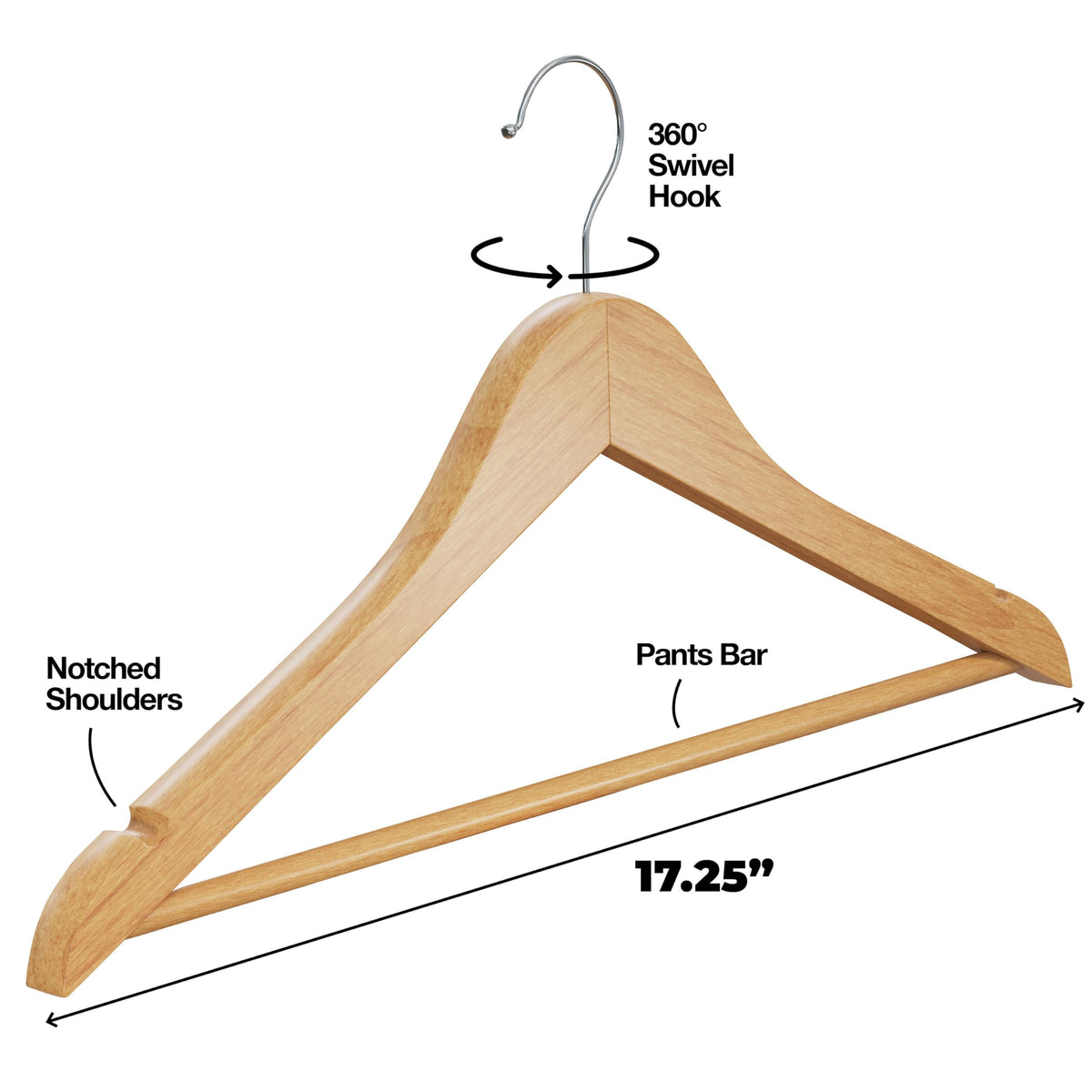 HOME IT Hanger with deep notches keeps straps secure.