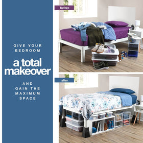 Home It under-bed storage space created with risers