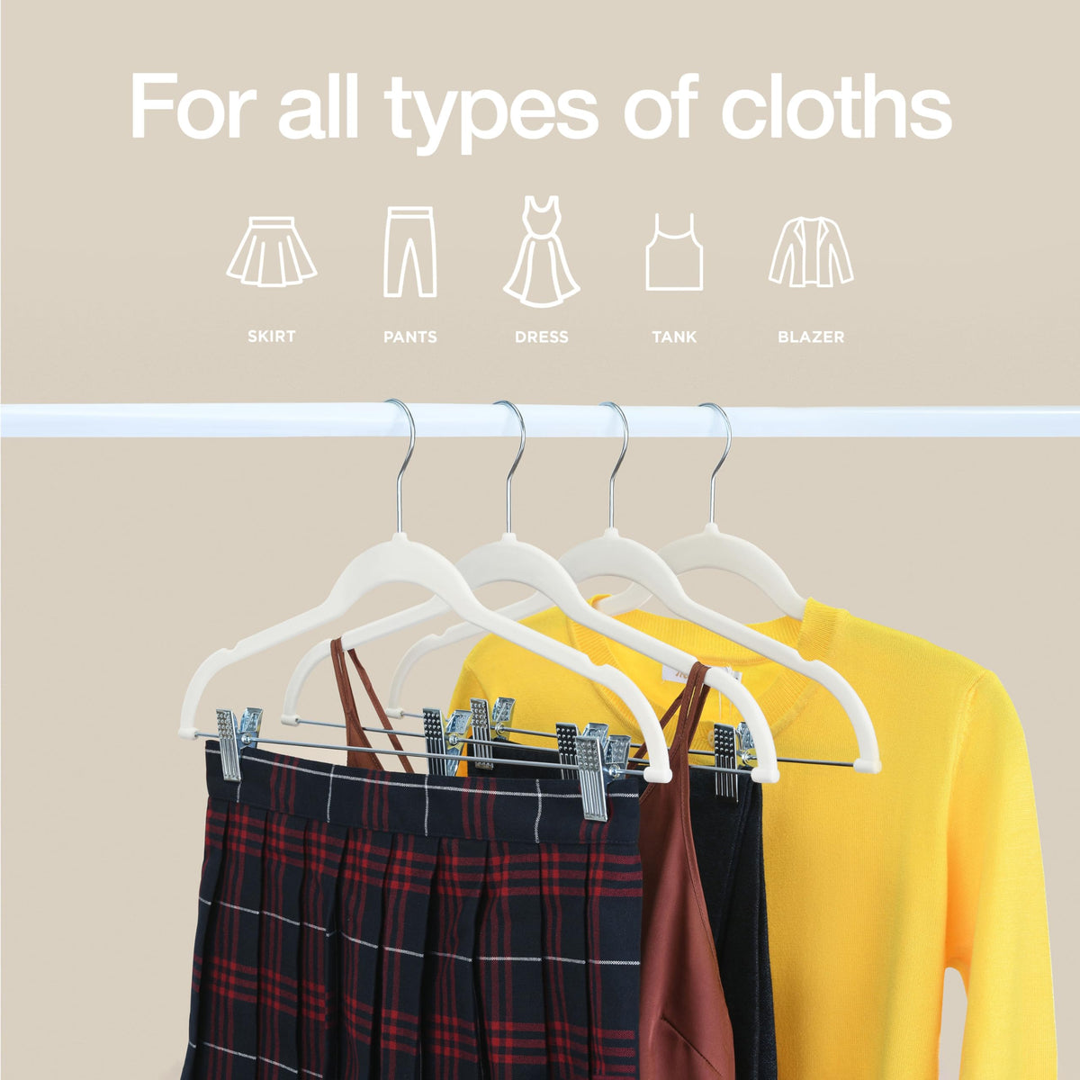 HOME IT anti-slip velvet hangers provide secure support for garments.