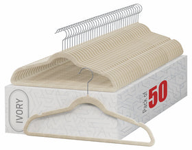 Home-It velvet hangers ivory pack for space-saving closet organization and non-slip storage.