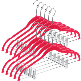 HOME IT velvet hangers pink pack for space-saving closet organization and easy access.
