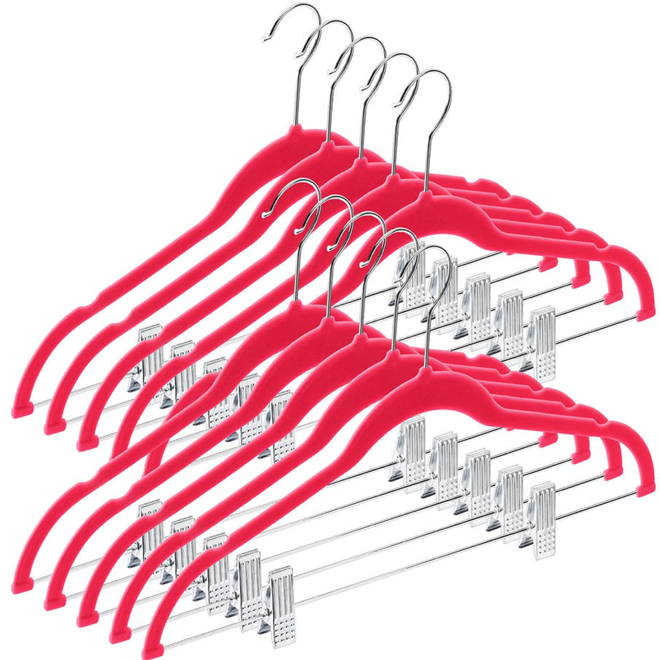 HOME IT velvet hangers pink pack for space-saving closet organization and easy access.
