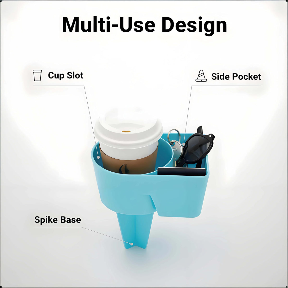 Home Queen Beach Cup Holder in purple adds colorful organization to seaside outings.