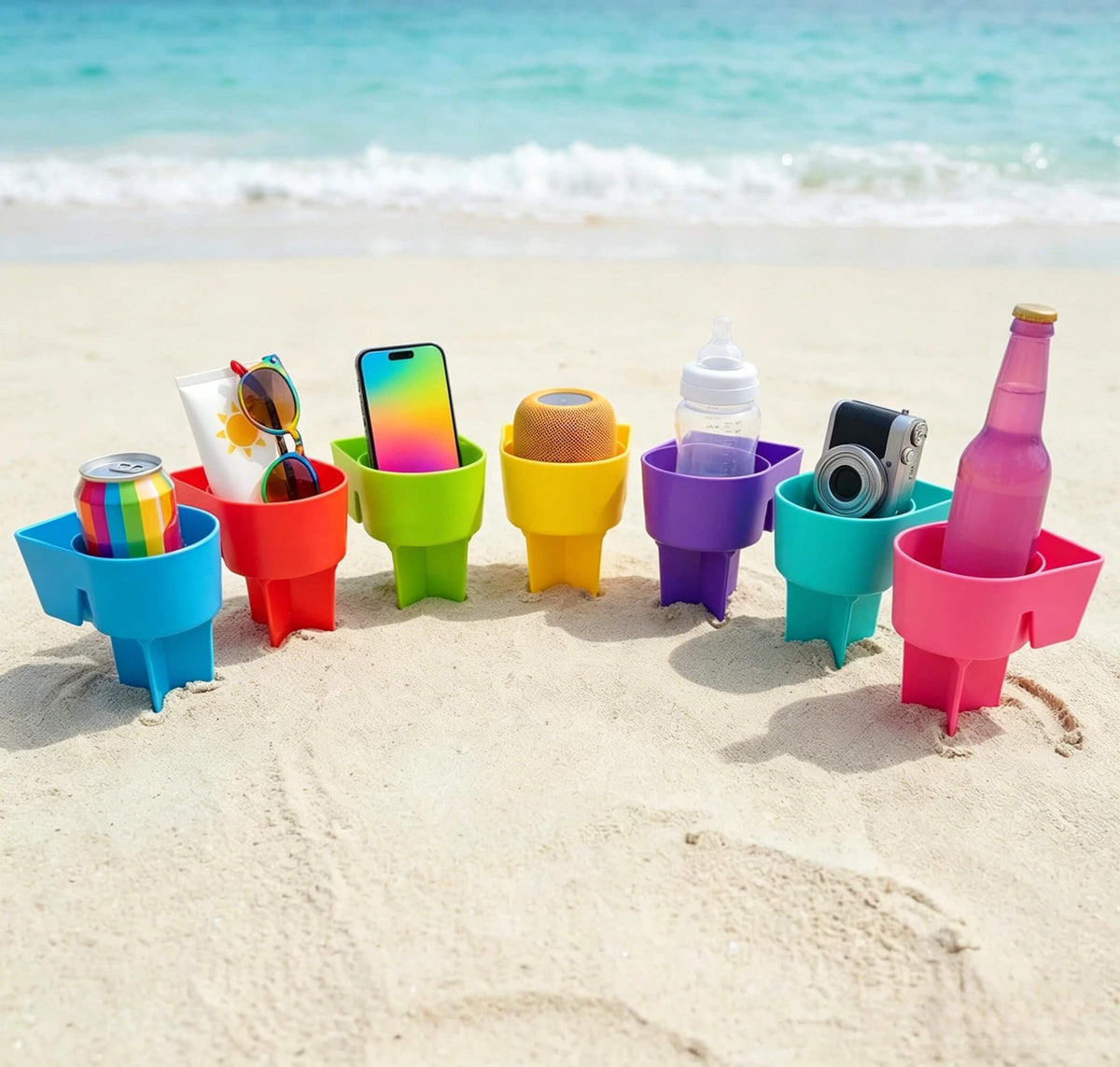Home Queen Beach Cup Holder in teal helps guests spot their beverages quickly.