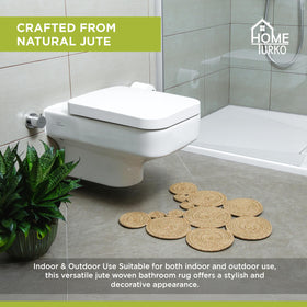 Home Turko Boho Jute Bath Mat hand-washable care for busy homes.