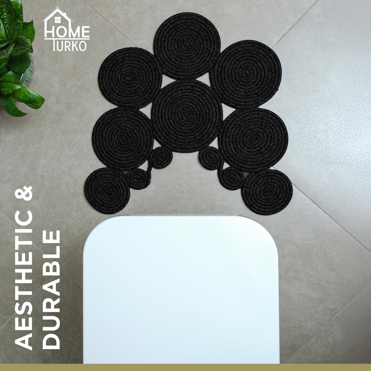Home Turko dust-dirt trapping surface keeps bathroom cleaner after showers.