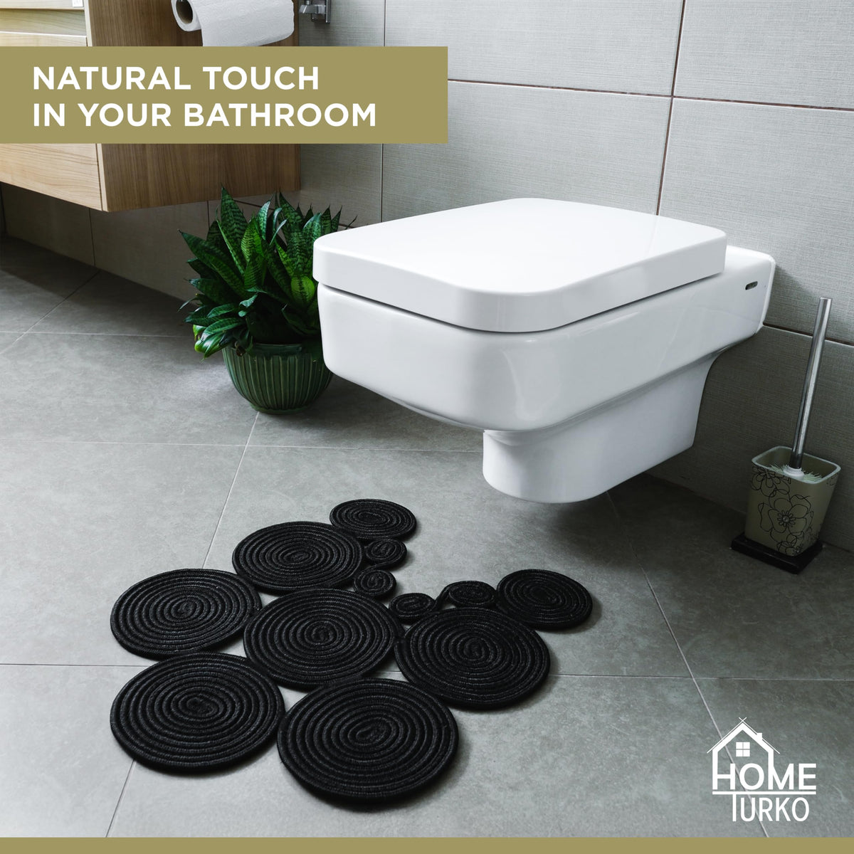 Home Turko machine-washable bath mat for easy quick cleaning.