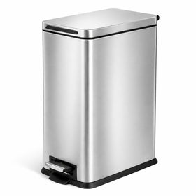 Home Zone Living 4-Gallon Slim Trash Can with Pedaled Lid keeps small kitchens tidy and accessible.