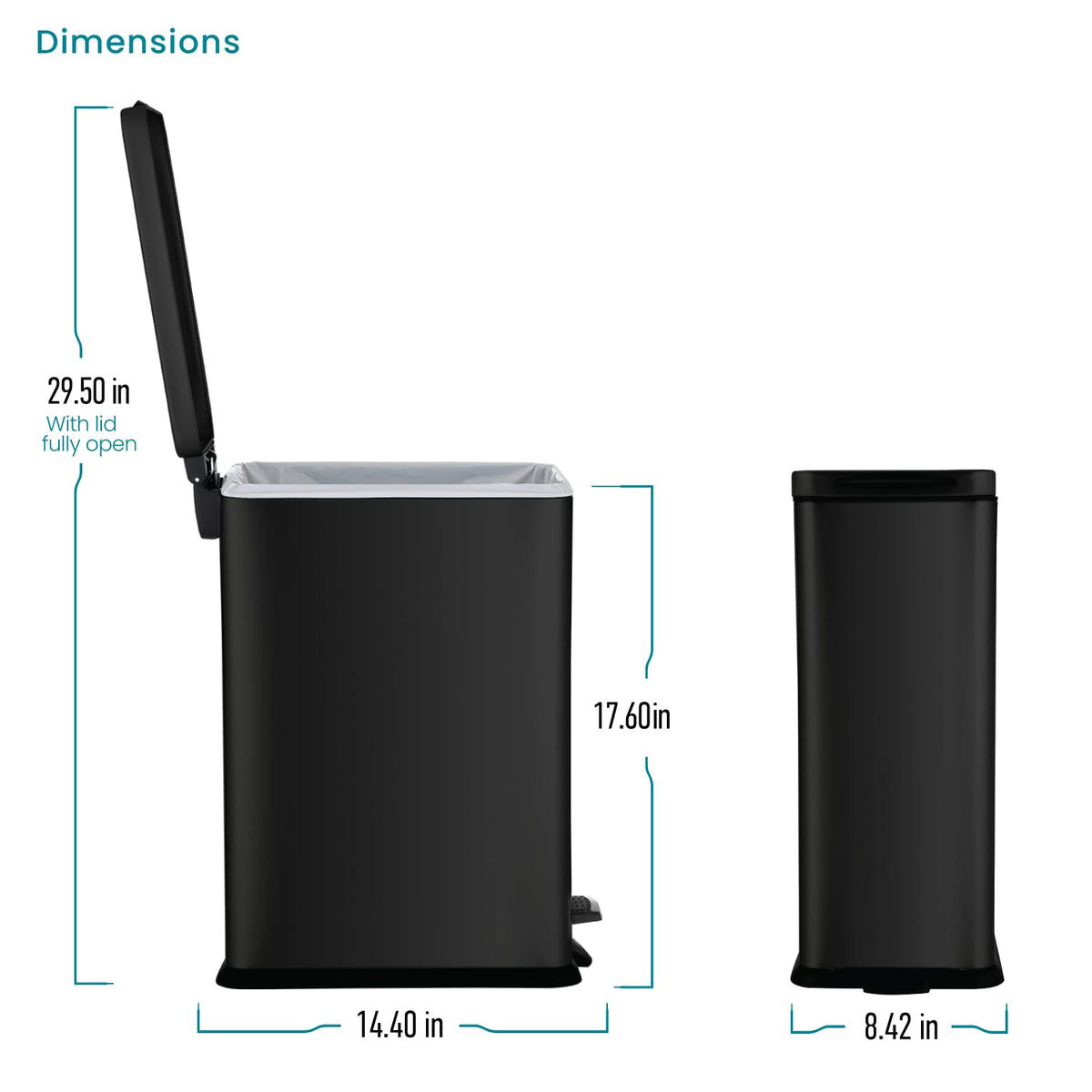 Home Zone Living compact trash can placed under a counter for space saving