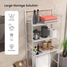 Freestanding bathroom organizer fits small spaces without wall mounting.