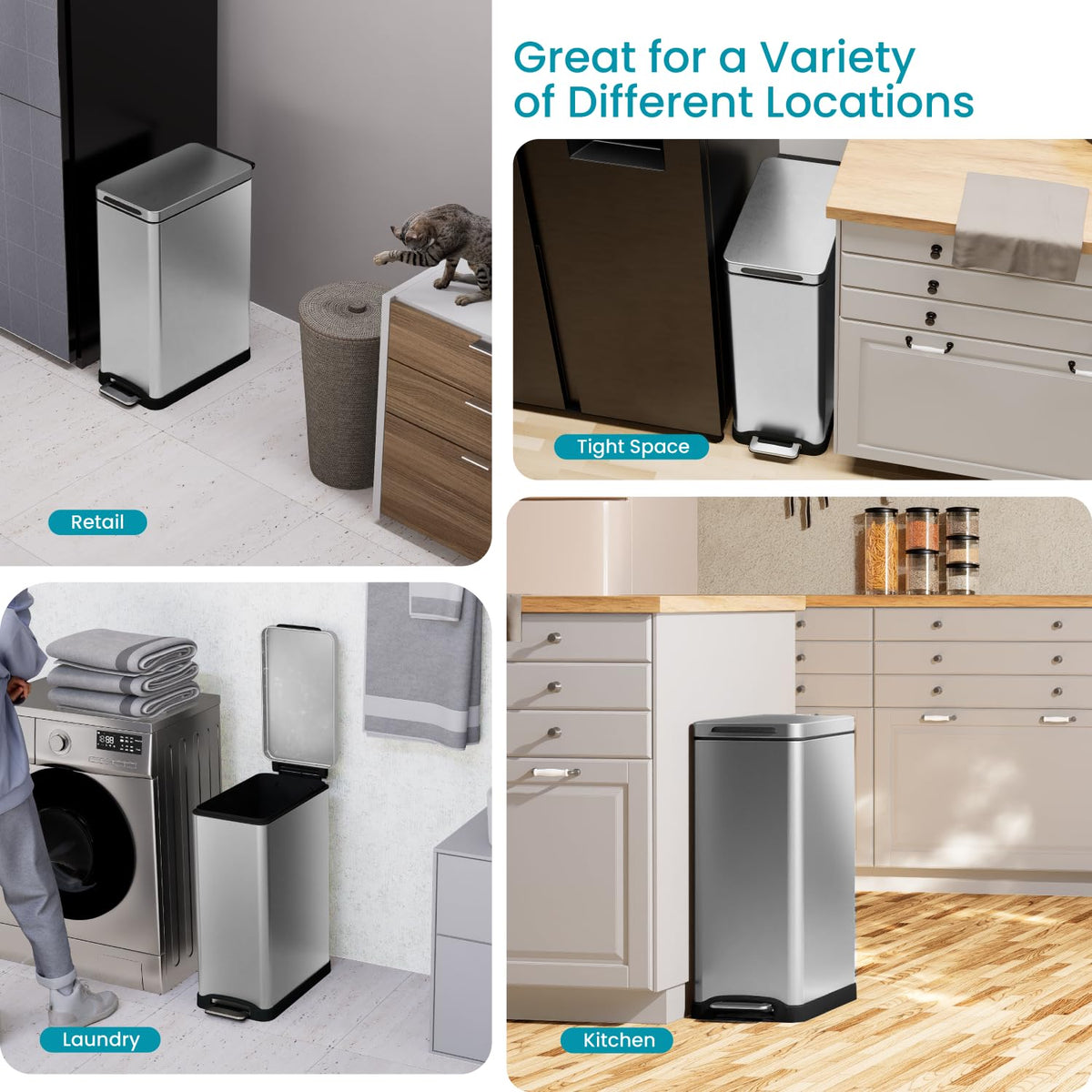 Home Zone Living trash can with hands-free step pedal for hygienic disposal