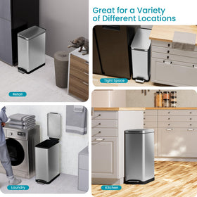 Home Zone Living trash can with hands-free step pedal for hygienic disposal