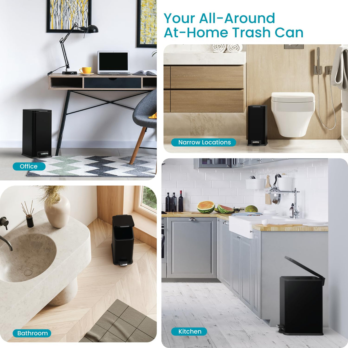 Home Zone Living trash can with soft-close lid for quiet operation