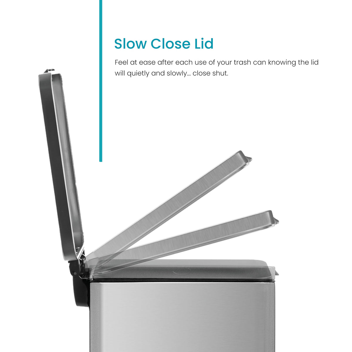 Home Zone Living soft-close lid reduces noise for peaceful kitchens and offices.