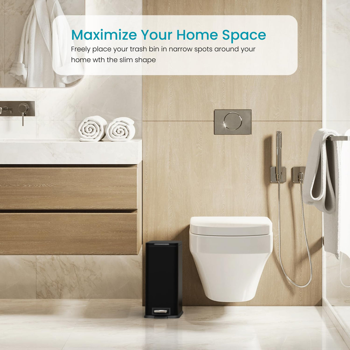 Home Zone Living step pedal trash can for hands-free disposal