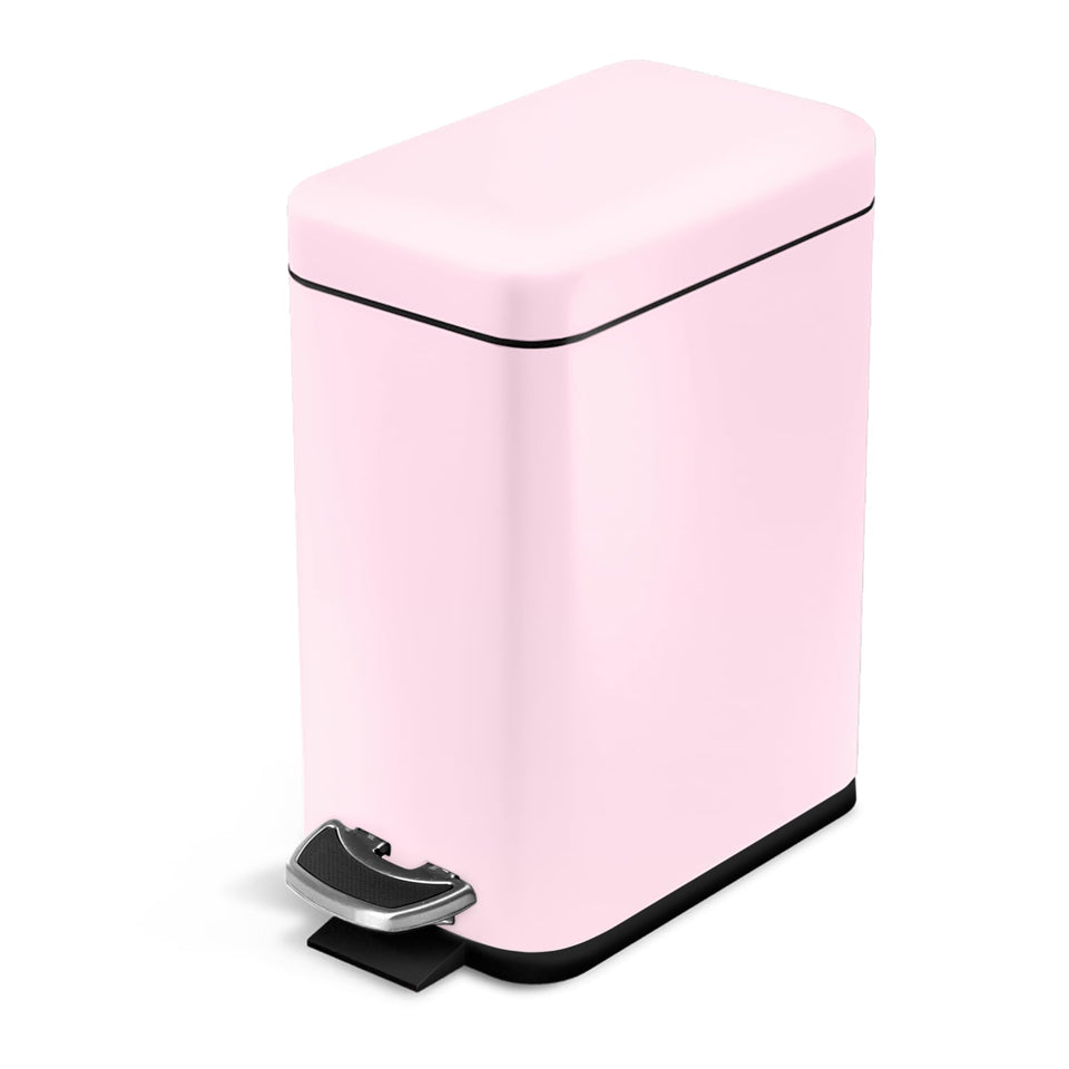 Home Zone Living trash can with lid and step pedal, matte pink finish for compact spaces.