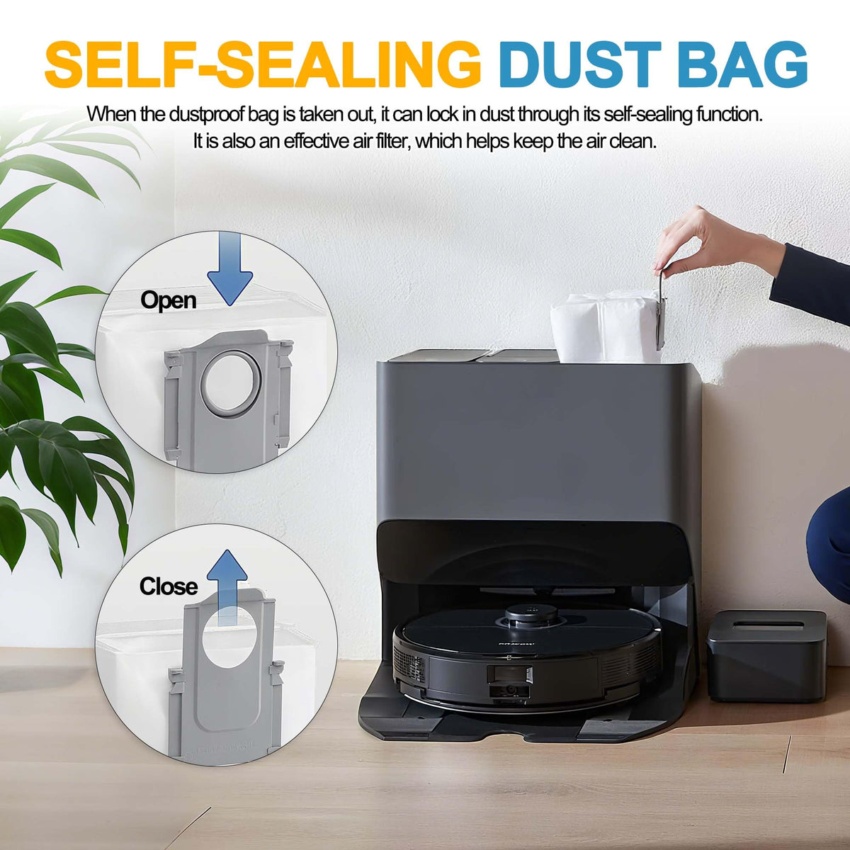 Homeazy dust bag installs quickly in the vacuum bracket