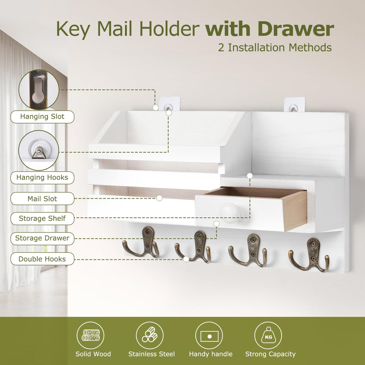 HOMEBROS adhesive installation option offers no-drill mounting versatility