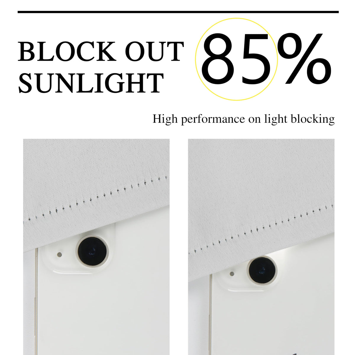 Homechoice Decor 85% blackout lining blocks glare while preserving light mood.