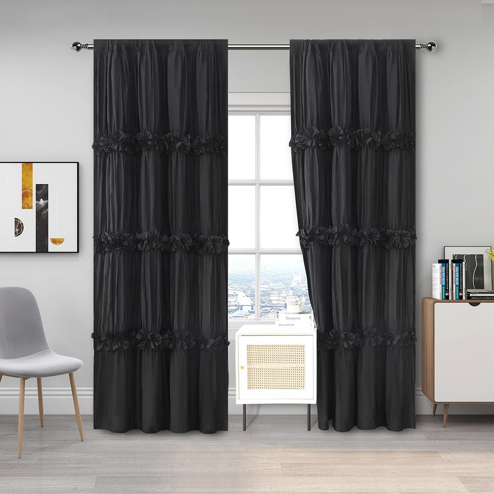 Homechoice Decor boho ruched butterfly curtains provide elegant 54x84 coverage and soft light control