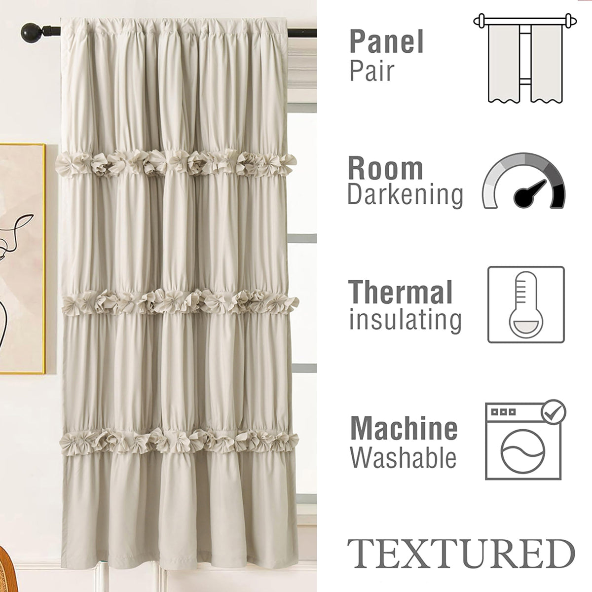 Homechoice Decor brushed microfiber fabric feels soft with premium blackout lining for daytime privacy.