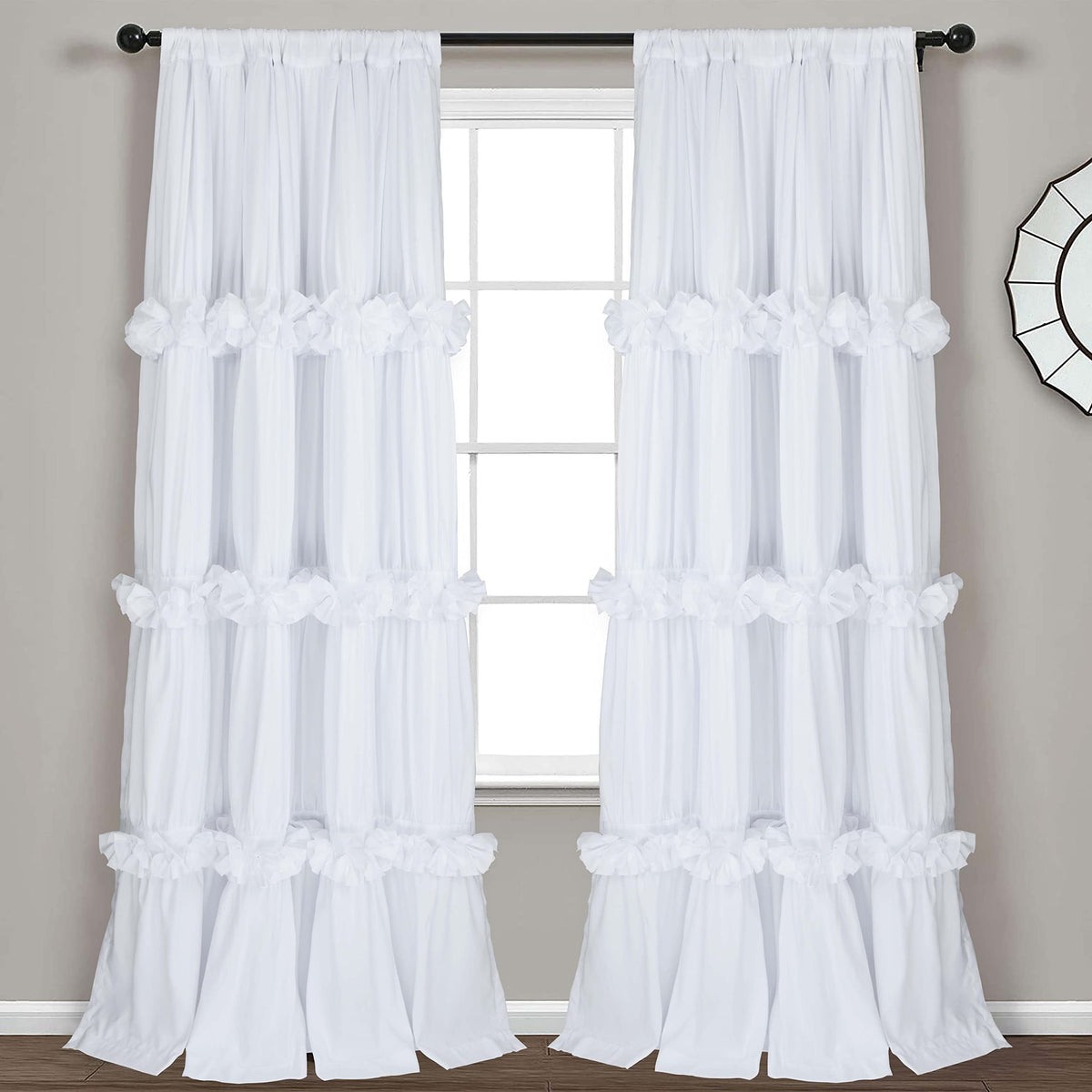 Homechoice Decor ruched butterfly-flowers curtains for elegant bedroom privacy.