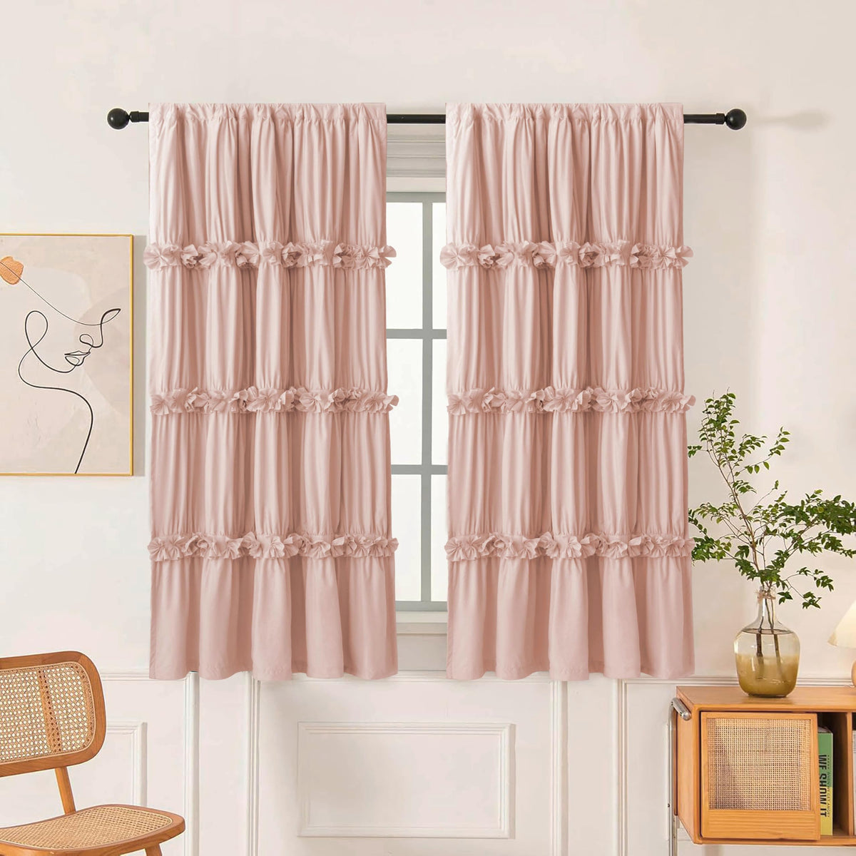 Homechoice Decor peach pink ruched curtains add soft privacy and style to any room