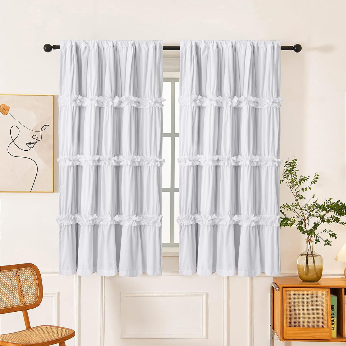 Homechoice Decor ruched butterfly-flowers curtains add boho charm while blocking light.