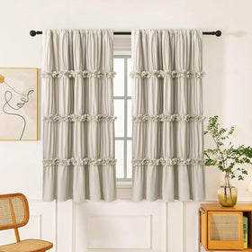 Homechoice Decor thermal insulated blackout curtains showcase ruched butterfly flowers for a cozy Camel bedroom.