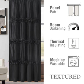 Homechoice Decor thermal insulated blackout curtains with ruched flowers for daytime privacy
