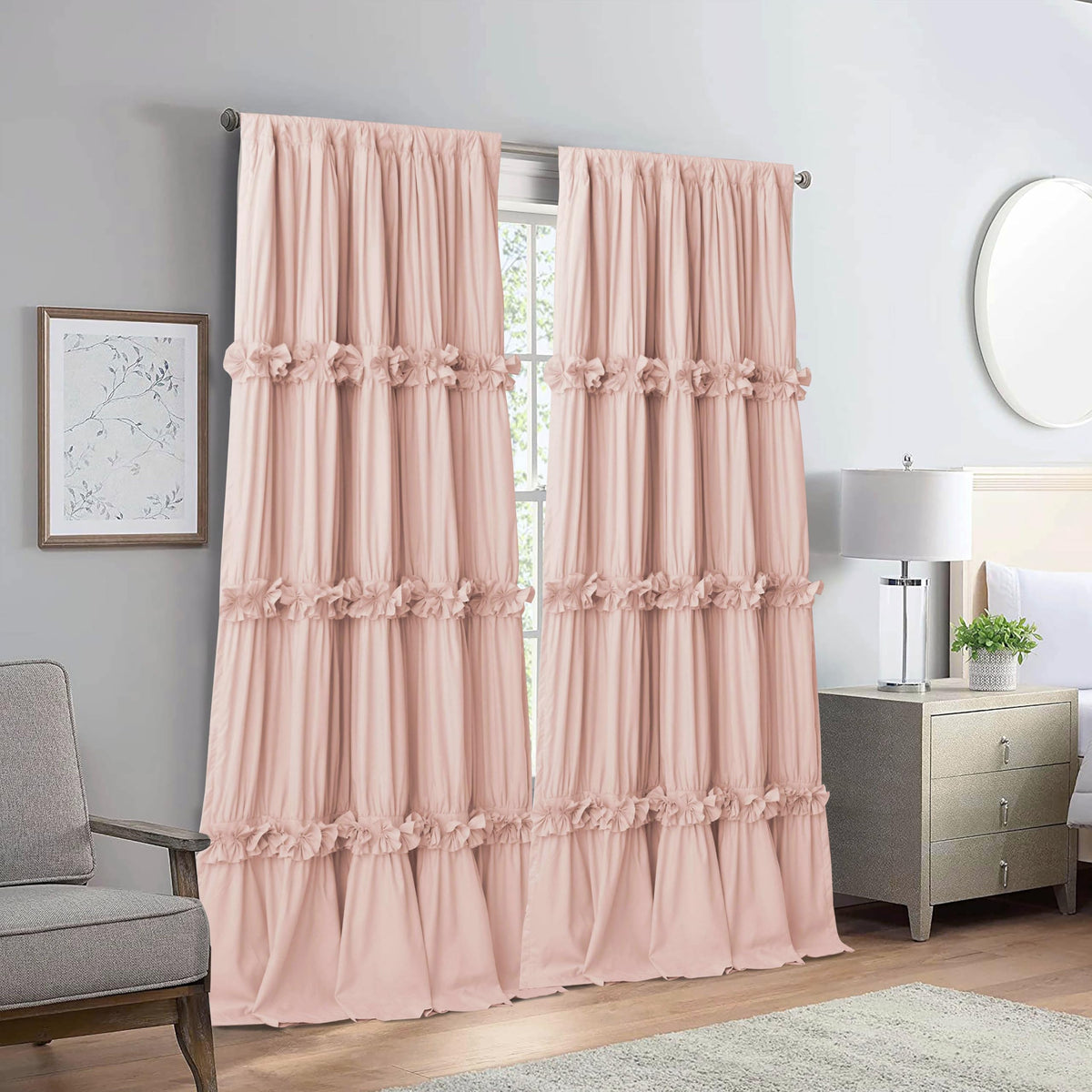 Homechoice Decor thermal insulated curtains in peach pink offer light control and comfort.