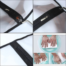 HomeClean coat cover transparent design guards coats on hangers.